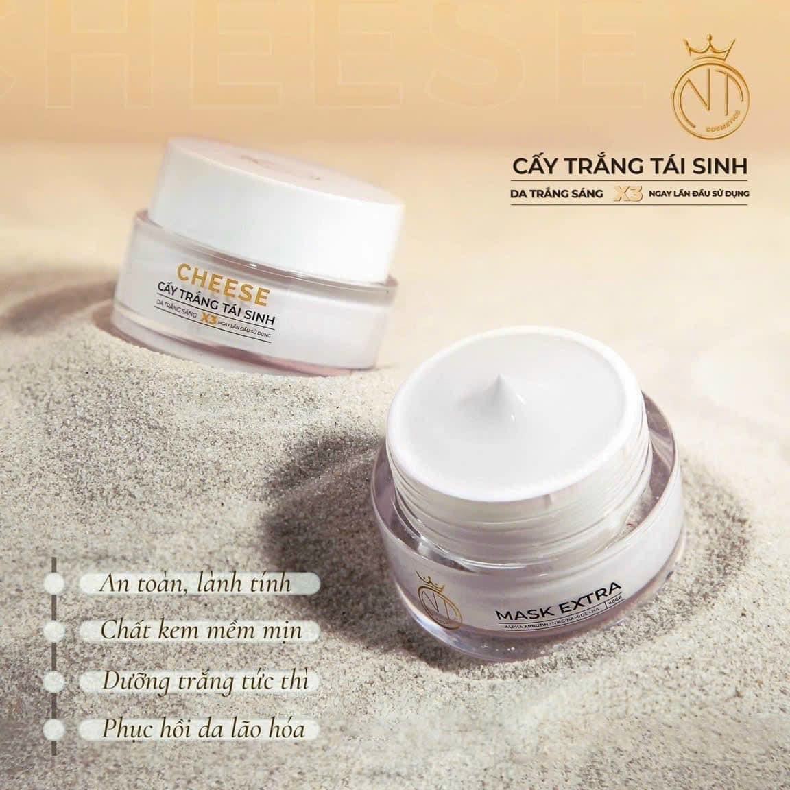 Mỗi ngày bỏ ra vài phút sử dụng Mặt Nạ Cấy Trắng Tái Sinh Cheese NT Cosmeticscho làn da trắng hồng rạng rỡ nhé