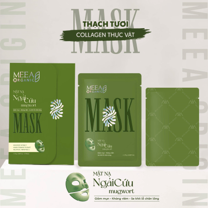 Mặt Nạ Thạch Collagen Meea Organic Màu Xanh Ngãi Cứu Mugwort Mask Hộp 5 Miếng