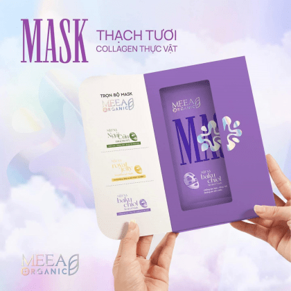 Mặt Nạ Thạch Collagen Meea Organic Màu Tím Bakuchiol Retinol Mask Hộp 5 Miếng