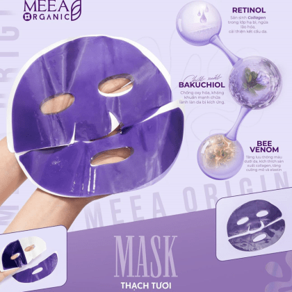 Mặt Nạ Thạch Collagen Meea Organic Màu Tím Bakuchiol Retinol Mask Hộp 5 Miếng