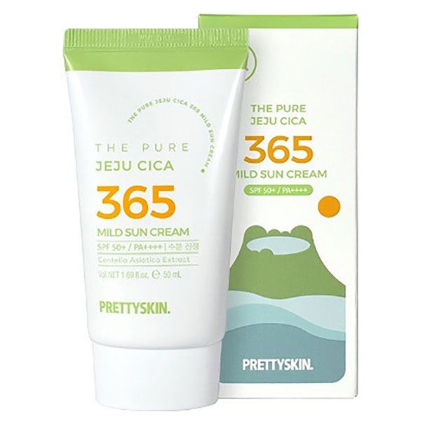 Kem chống nắng rau má Pretty Skin The Pure Jeju Cica 365 Mild Sun Cream chiết xuất rau má giúp dưỡng ẩm da