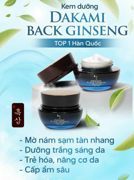 Kem nhân sâm đen Dakami Black Ginseng là sản phẩm dưỡng da mới nhất của thương hiệu Dakami Cosmetic