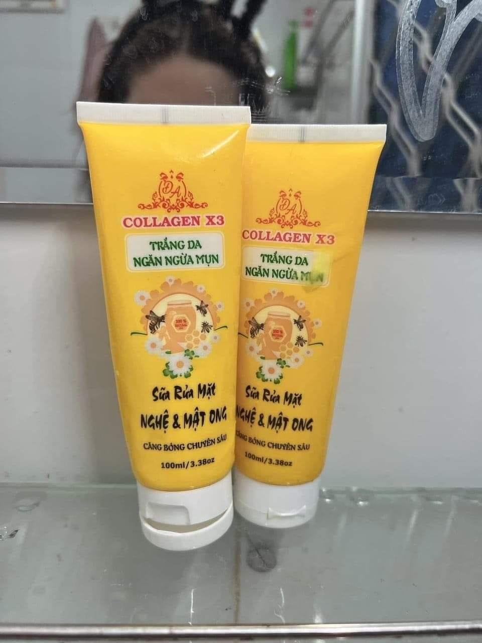 Sữa rửa mặt Collagen X3 Nghệ Và Mật Ong Làm Sạch Lớp Tẩy Trang Và Toner Hiệu Quả
