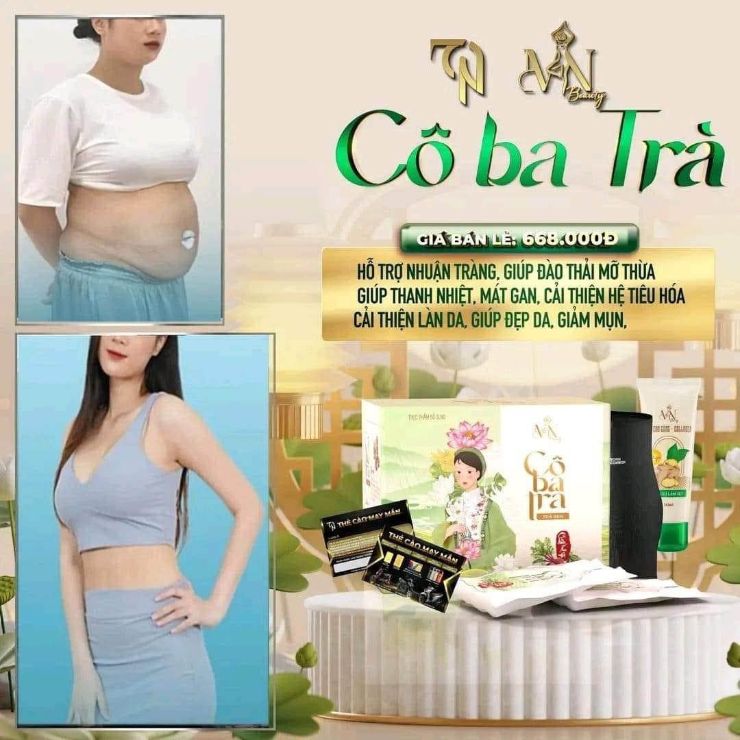 Cô Ba Trà 10 vị đông y giảm mỡ bụng mỡ máu gan nhiễm mỡ