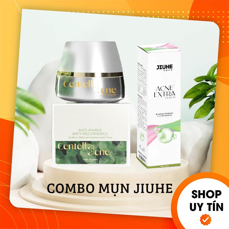Combo Giảm Mụn Kem Face Rau Má Centella Ance Jiuhe và Serum Acne Extra Jiuhe Thanh Tô Cosmetics