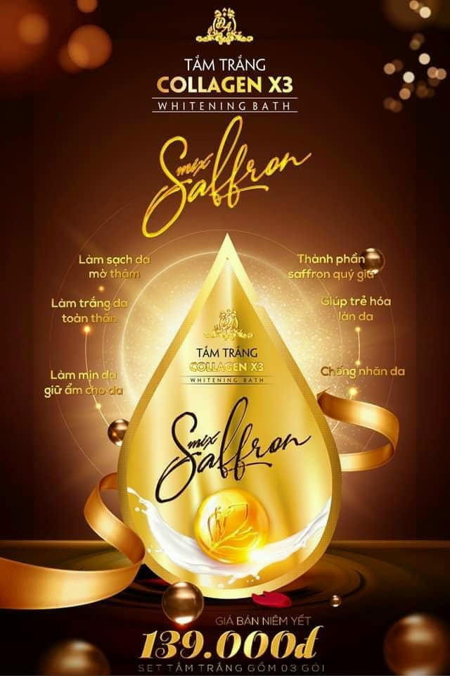 Tắm trắng Collagen X3 Luxury Mix Saffron Đông Anh