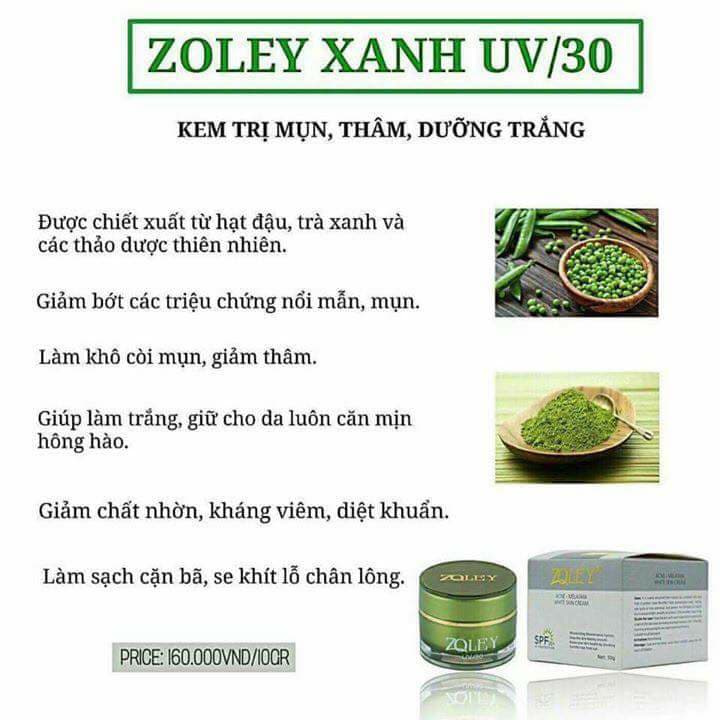 Face Zoley xanh ngừa mụn trắng da
