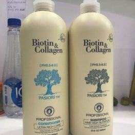 Cặp dầu gội xả Biotin Collagen trắng 1000ml Chính Hãng