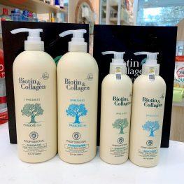 Cặp dầu gội xả Biotin Collagen trắng 1000ml Chính Hãng