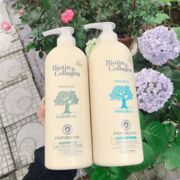 Cặp dầu gội xả Biotin Collagen trắng 1000ml Chính Hãng