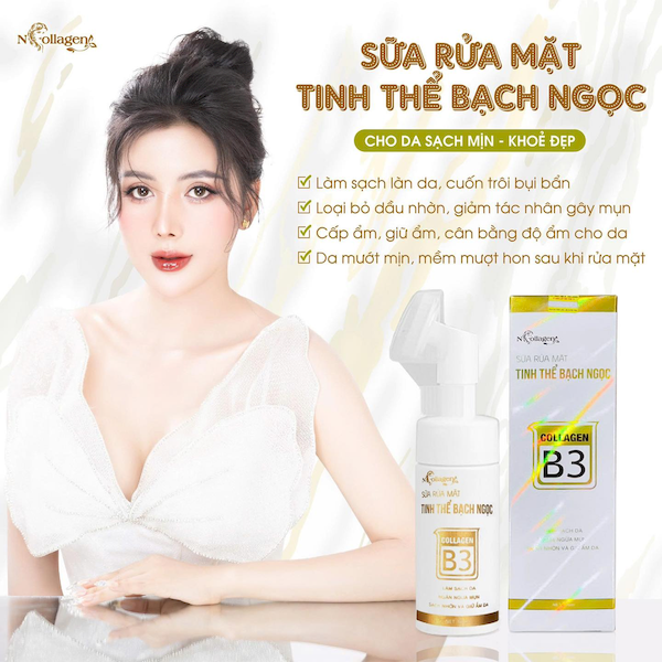 Sữa Rửa Mặt N Collagen Tinh Thể Bạc Bạch Ngọc