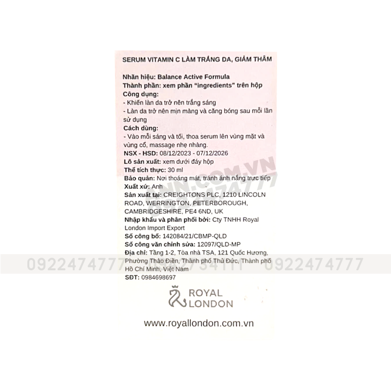 Serum Làm Sáng Da Vitamin C Balance Active Formula 30ml 7 Serum Làm Sáng Da Vitamin C Balance Active Formula 30ml