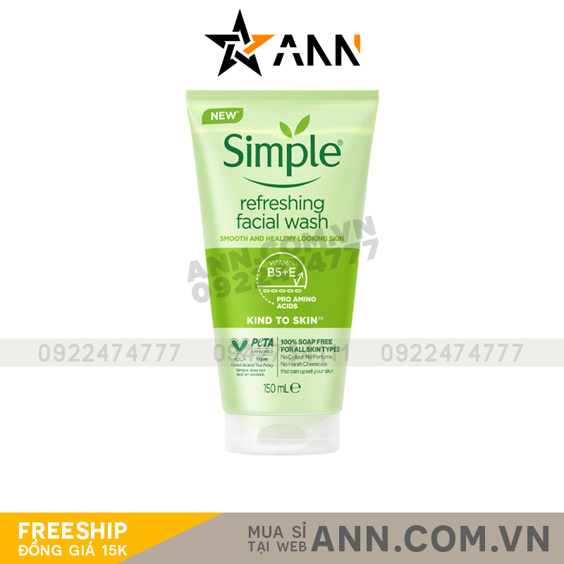 15461_5011451103863_20240724174100-2.png Sữa Rửa Mặt Simple Kind To Skin Refreshing Facial Wash Ge 150ml - 5011451103863