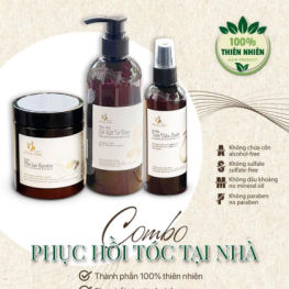 Combo Dầu Gội Xả Xịt Bồ Kết Tơ Tằm Hồng Tâm Phục Hồi Tóc Chắc Khỏe