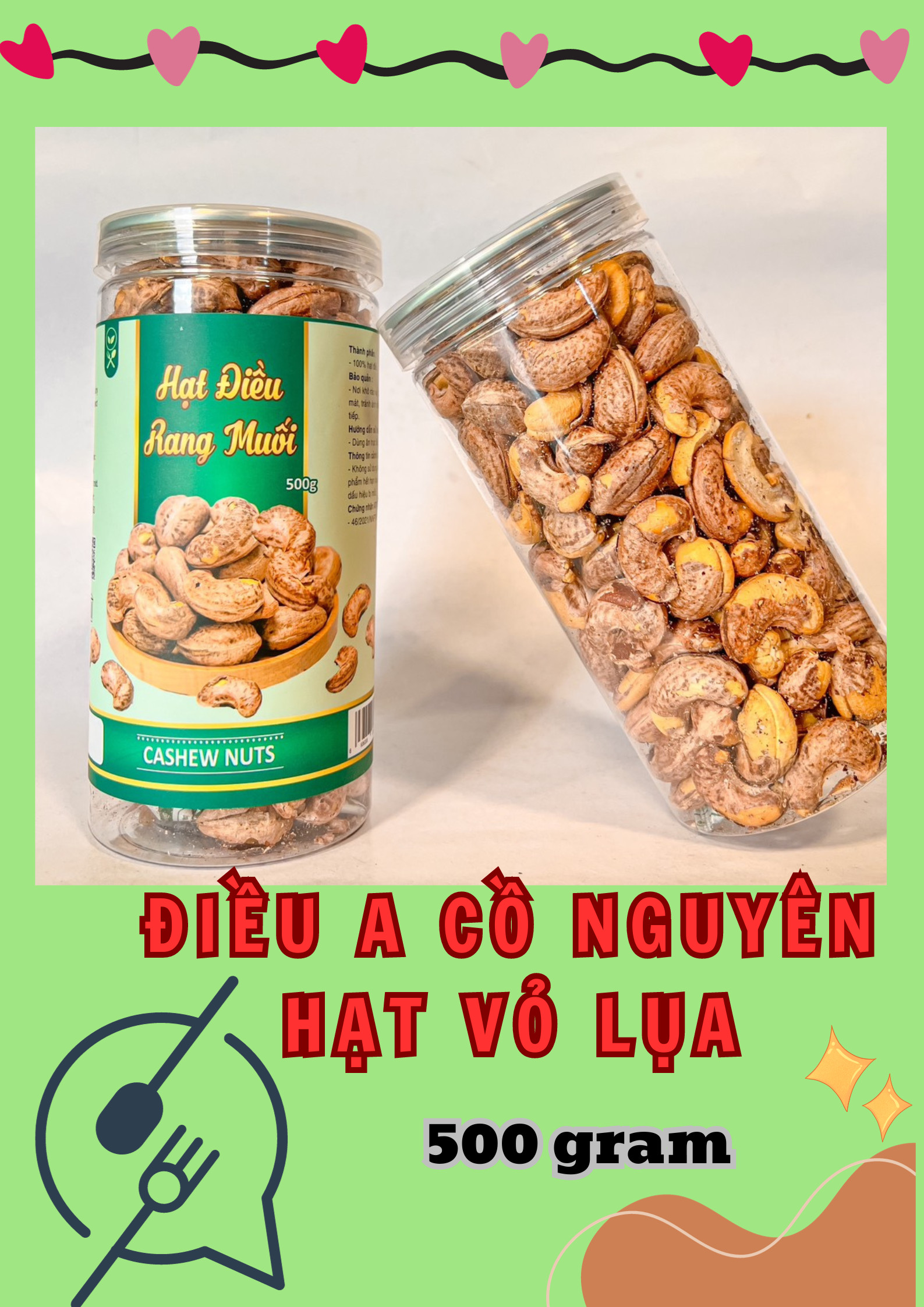 Sỉ hạt Điều Cồ A Rang Muối Nguyên Hạt Vỏ Lụa (Loại xuất khẩu) 500g 3 Sỉ hạt Điều Cồ A Rang Muối Nguyên Hạt Vỏ Lụa (Loại xuất khẩu) 500g