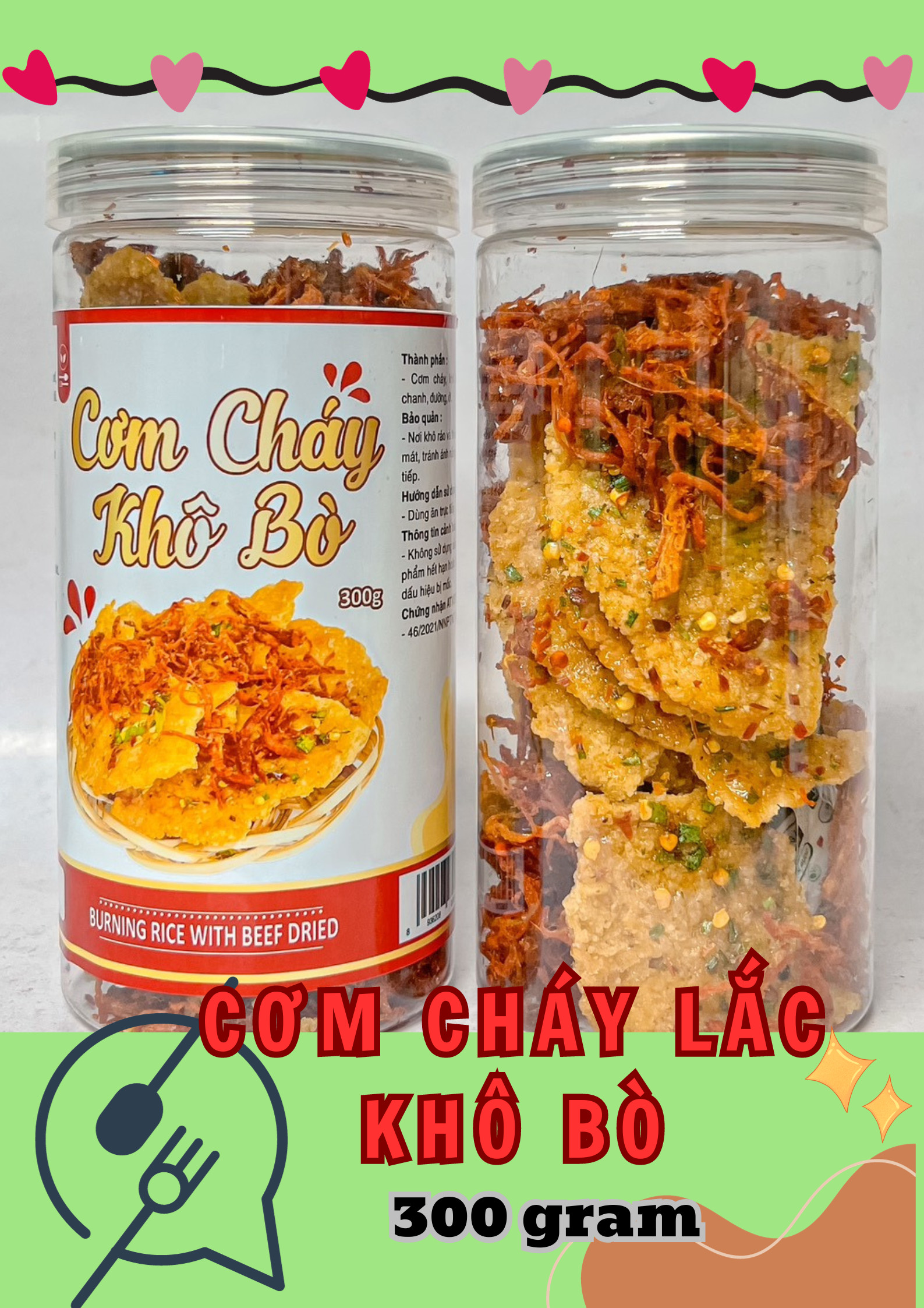Cơm Cháy Lắc Khô Bò Loại Ngon 300g 3 Cơm Cháy Lắc Khô Bò Loại Ngon 300g
