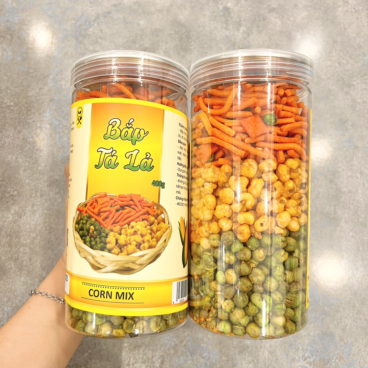 22536-0018047134-z4841366028202-19232e711a81792f0d4eba687db14a03-2.jpg Bắp Tá Lả (Đậu hà lan - bim bim que - bắp mắm) Thơm Ngon 400g Hộp - BTL