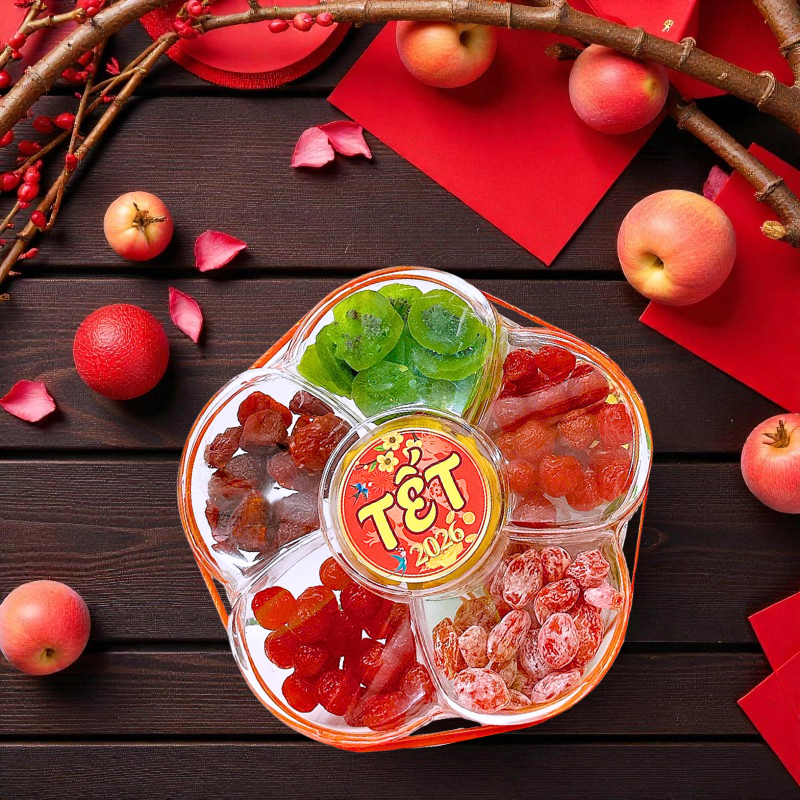 Hộp Quà Tết Set Mứt Lục Vị Bông Mai 800g (Ó Mai Đào Hồng, Ó Mai Đào Bố, Kiwi Sấy Dẻo, Ó Mai Mận Cơm, Xoài Sấy Dẻo) - Hộp Bông Mai 7 Hộp Quà Tết Set Mứt Lục Vị Bông Mai 800g (Ó Mai Đào Hồng, Ó Mai Đào Bố, Kiwi Sấy Dẻo, Ó Mai Mận Cơm, Xoài Sấy Dẻo) - Hộp Bông Mai