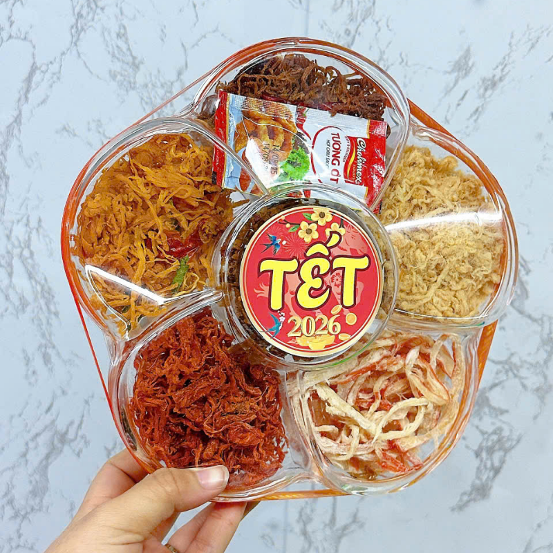 Hộp Quà Tết Set Khô Lục Vị 500g - Hộp Bông Mai 5 Hộp Quà Tết Set Khô Lục Vị 500g - Hộp Bông Mai