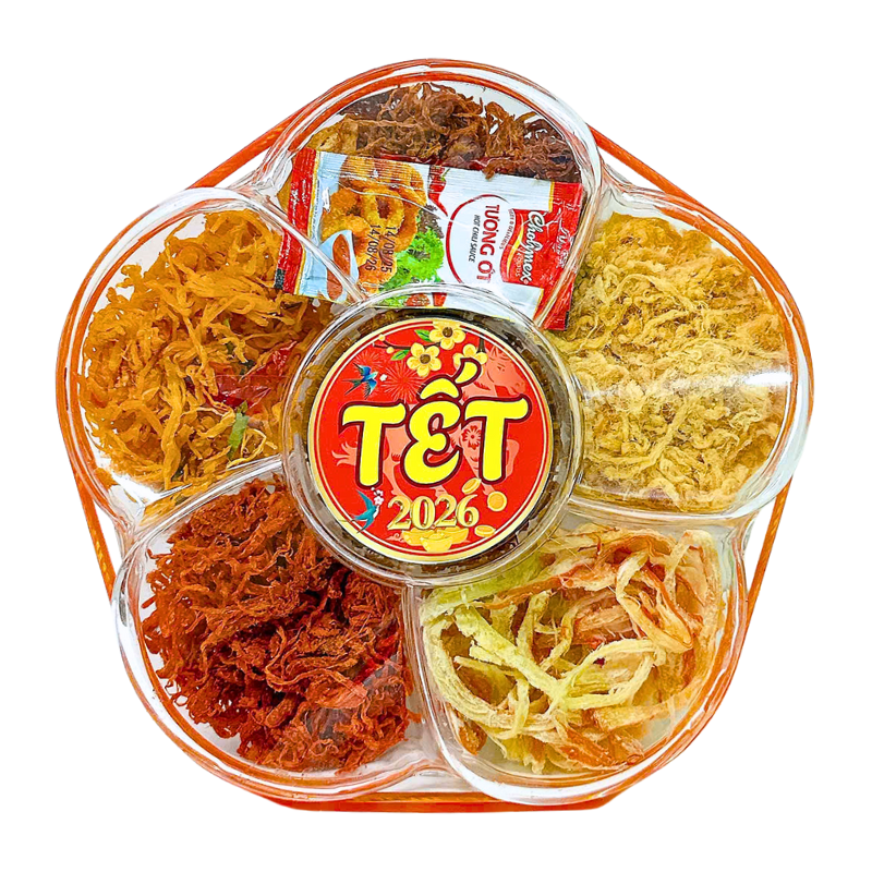 Hộp Quà Tết Set Khô Lục Vị 500g - Hộp Bông Mai 6 Hộp Quà Tết Set Khô Lục Vị 500g - Hộp Bông Mai