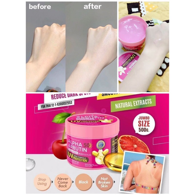 23136-bb00b40c90ec967d07b1ac6a48a6f439-2.jpg Kem Dưỡng Trắng Da Chống Nắng Alpha Arbutin Thái Lan 500g - 8854411377532