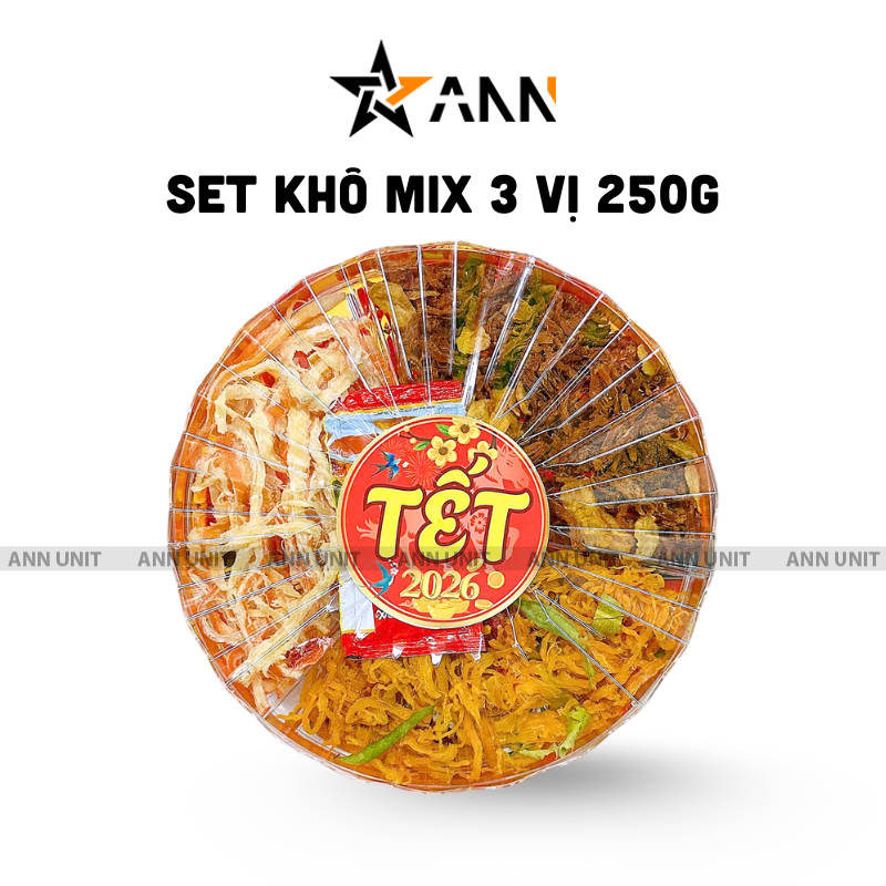 Set Khô Mix 3 Vị (Khô Mực - Khô Heo - Khô Gà) Hộp Sun Khía 250g 1 Set Khô Mix 3 Vị (Khô Mực - Khô Heo - Khô Gà) Hộp Sun Khía 250g