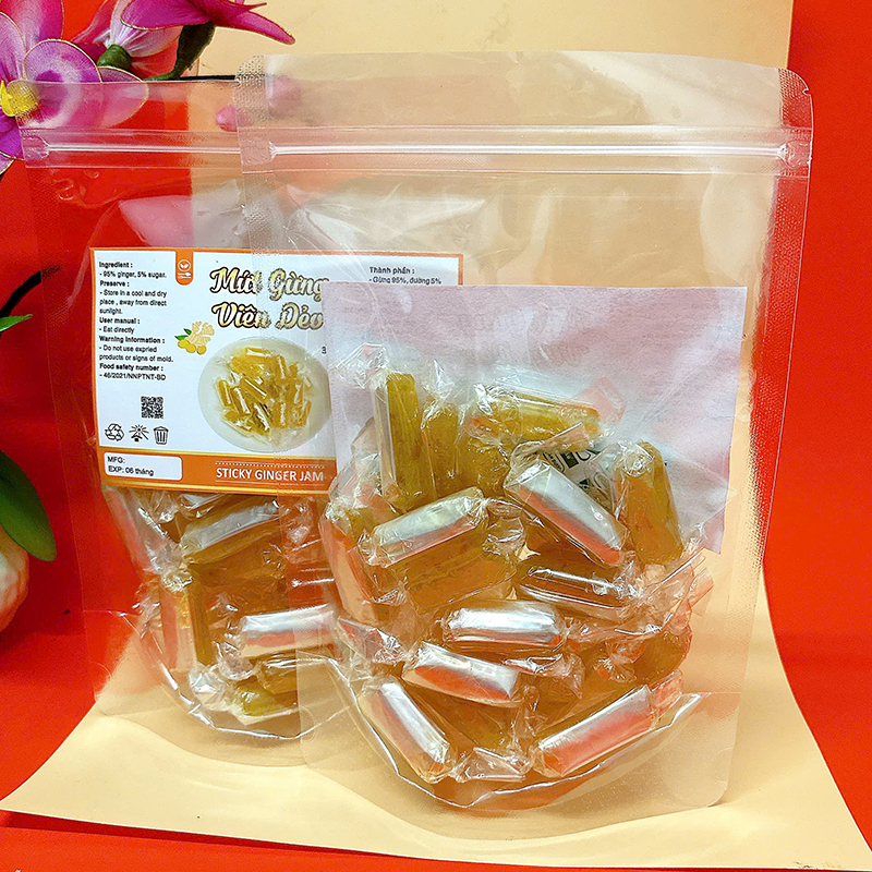 Mứt Gừng Viên Dẻo Túi Zip 300g 6 Mứt Gừng Viên Dẻo Túi Zip 300g