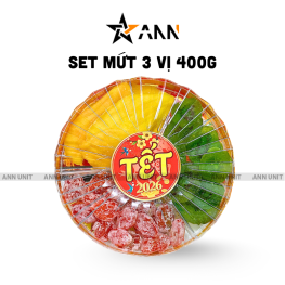 Hộp Quà Tết Set Mứt 3 Vị Trái Cây 450g - Hộp Sun Khía - TTCM3VHK