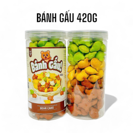 Bánh Gấu Mix 3 Vị Thơm Ngon Hộp Pet 420g (Chùm Ngây- Socola - Truyền Thống) Hộp - BGM3V420