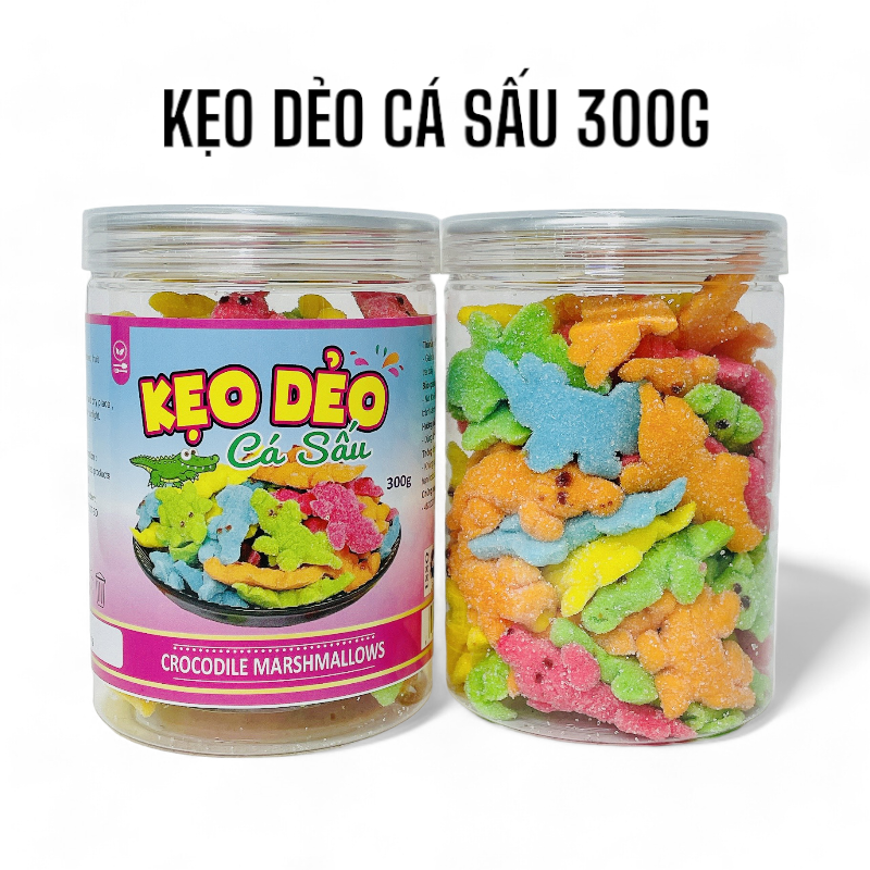 Kẹo Dẻo Cá Sấu Hộp Pet 300g 1 Kẹo Dẻo Cá Sấu Hộp Pet 300g