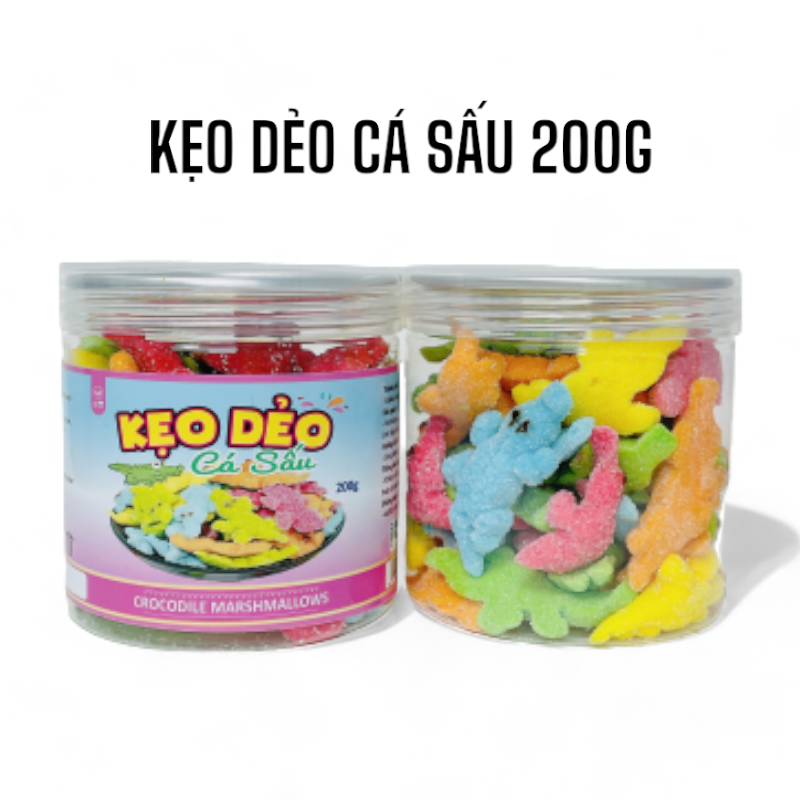 Sỉ kẹo Dẻo Cá Sấu Hộp Pet 200g 1 Sỉ kẹo Dẻo Cá Sấu Hộp Pet 200g