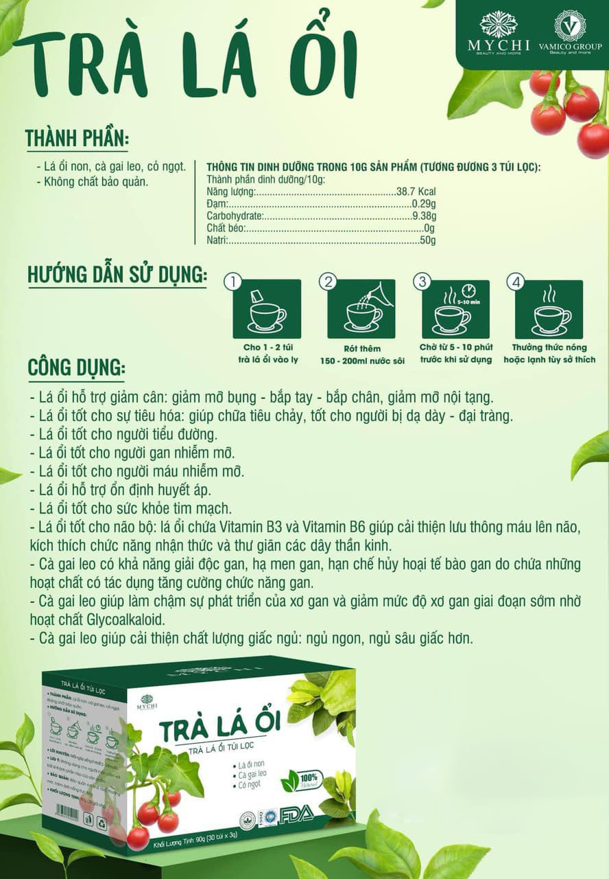 Bảng giá sỉ trà Lá Ổi Mychi Hộp 30 gói 10 Bảng giá sỉ trà Lá Ổi Mychi Hộp 30 gói