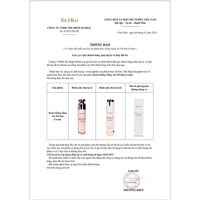 Kem Chống Nắng The High Korea Giúp Nâng Tone Da Trắng Hồng 50ml - Mẫu Mới Nhất 2025 5 Kem Chống Nắng The High Korea Giúp Nâng Tone Da Trắng Hồng 50ml - Mẫu Mới Nhất 2025