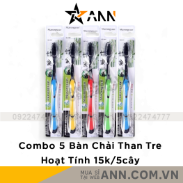 Combo 5 Bàn Chải Đánh Răng Than Tre Marongun - Bàn Chải Than Tre Lông Mềm 21cm - CB5BANCHAI