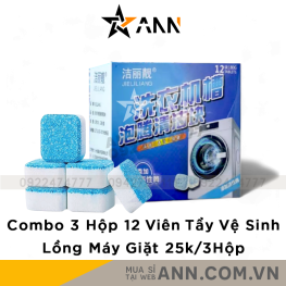 Combo 3 Hộp 12 Viên Tẩy Vệ Sinh Lồng Máy Giặt Cực Mạnh - CBVIENTAYVS01