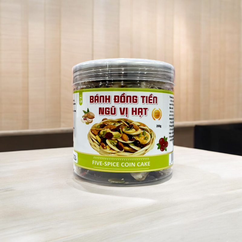 Bánh Đồng Tiền Ngũ Vị Hạt 200g 5 Bánh Đồng Tiền Ngũ Vị Hạt 200g