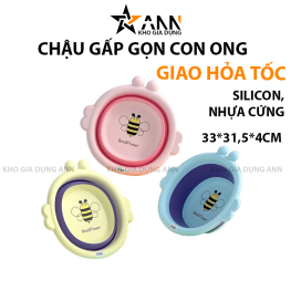 Chậu Gấp Gọn Silicone Hình Con Ong - Chậu Rửa Mặt Gấp Gọn Bằng Nhưa An Toàn Cho Bé 33x31,5x4 Cm - CRMCO01
