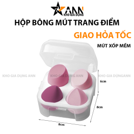 Hộp 4 Bông Mút Trang Điểm Mềm Mại Hình Giọt Nước 8x8x6cm - HBMTD01