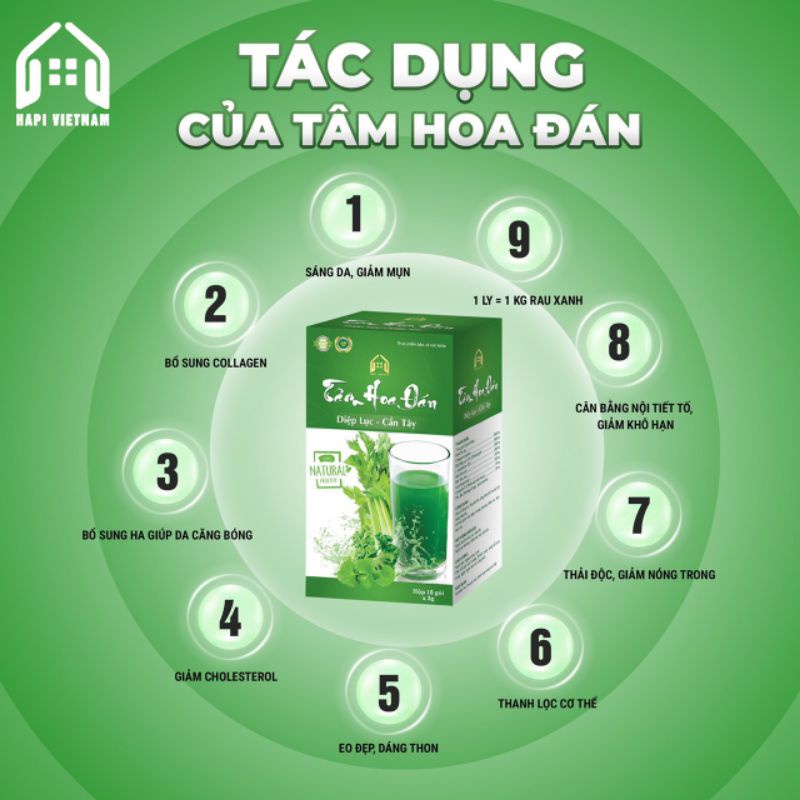 Diệp Lục Cần Tây Tâm Hoa Đán Hộp 15 Gói 10 Diệp Lục Cần Tây Tâm Hoa Đán Hộp 15 Gói