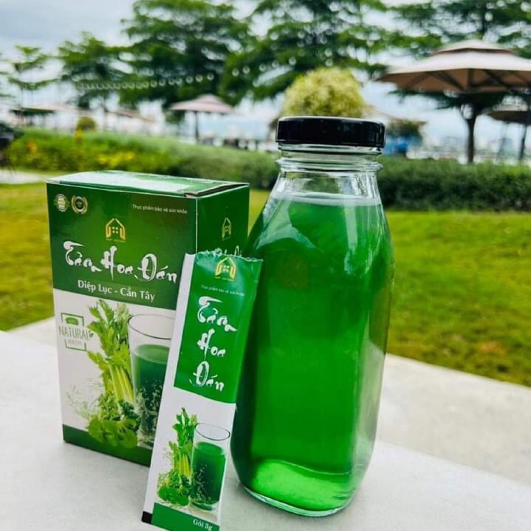 TÂM-HOA-ĐÁN-DIỆP-LỤC-CẦN-TÂY-COLLAGEN-HATISU Diệp Lục Cần Tây Tâm Hoa Đán Hộp 15 Gói - DLCT01