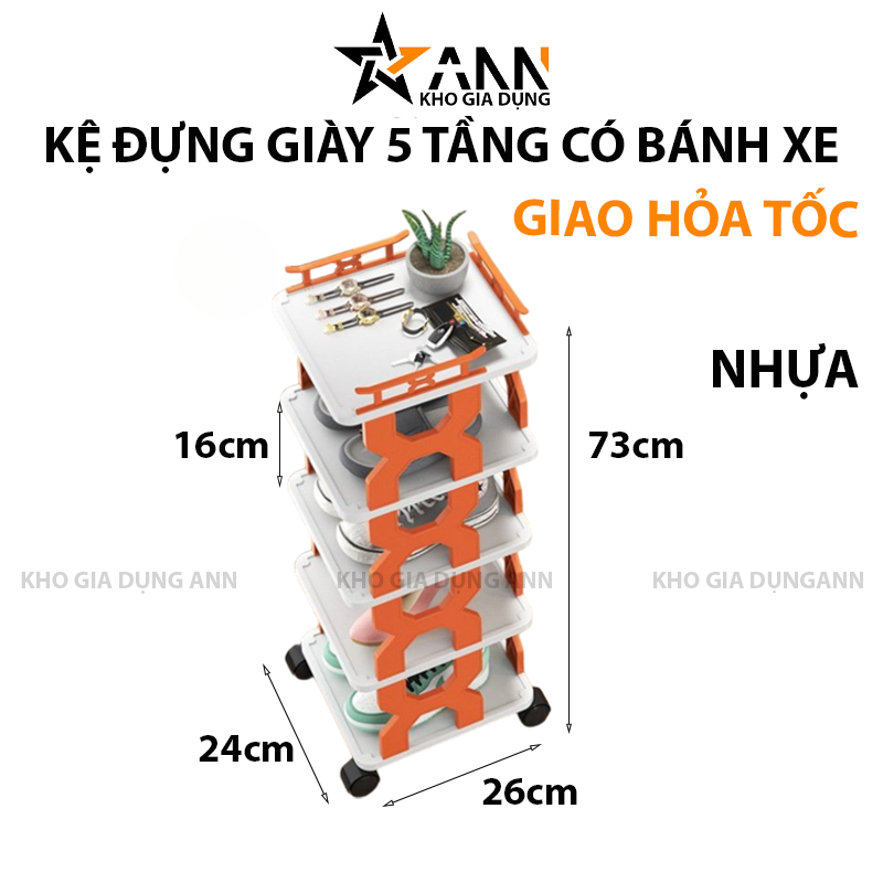 24972_74_20250320095146-1.png Kệ Để Giày 5 Tầng Có Bánh Xe 24x26x73cm - KDG5T01