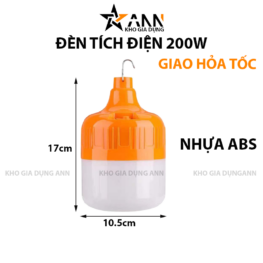Đèn Tích Điện Siêu Sáng 150W Bóng Đèn Led Chống Nước Sạc USB 17X10.5cm - DTD200W01