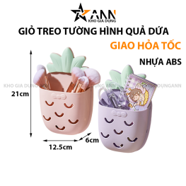 Giỏ Treo Tường Hình Quả Dứa Kèm Miếng Dán Không Cần Đục Lỗ 21x12.5x6cm - GTTHQD01