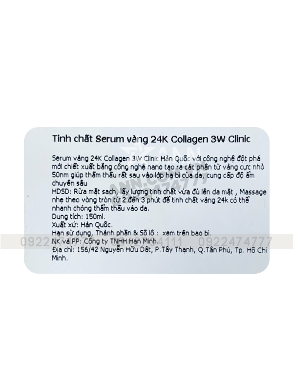 Serum Vàng 24K Collagen Luxury Gold 3W Clinic 150ml 6 Serum Vàng 24K Collagen Luxury Gold 3W Clinic 150ml
