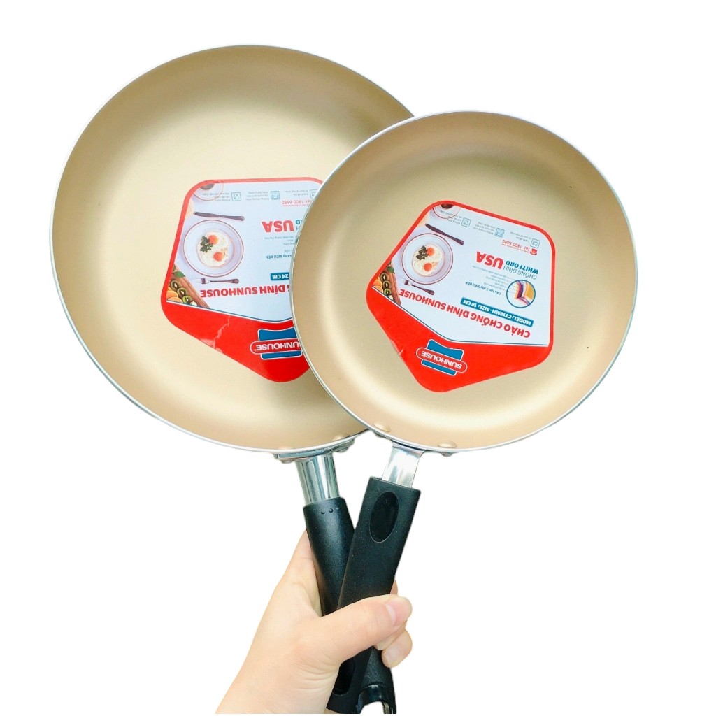 Set 2 Chảo Chống Dính Sunhouse Dùng Cho Bếp Ga 5 Set 2 Chảo Chống Dính Sunhouse Dùng Cho Bếp Ga