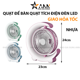 Quạt Tích Điện Để Bàn Hình Trăng Khuyết Có Đèn Led - QDBLED01