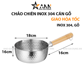Chảo Sâu Lòng Inox Cán Gỗ 18x16cm - CHIN30401