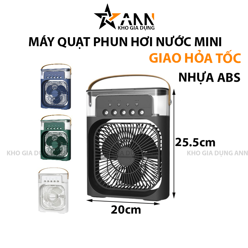 25144_170_20250320103835.png Quạt Phun Hơi Nước Có Đèn Hình Vuông Quạt Để Bàn Mini 600ml 20x25.5x8.5cm - QPNHS01