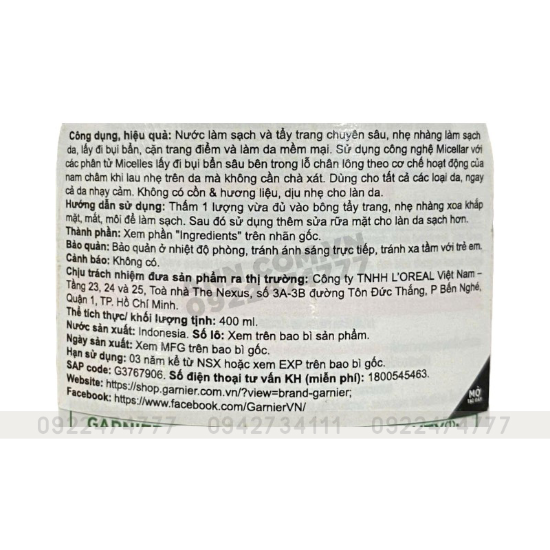 Nước Tẩy Trang Garnier Nắp Hồng Micellar Cleansing Water Cho Da Nhạy Cảm 400ml 5 Nước Tẩy Trang Garnier Nắp Hồng Micellar Cleansing Water Cho Da Nhạy Cảm 400ml