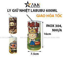 Ly Giữ Nhiệt Labubu 600ml Kèm Ống Hút 16x7.5x7.5cm - LGNLBB01